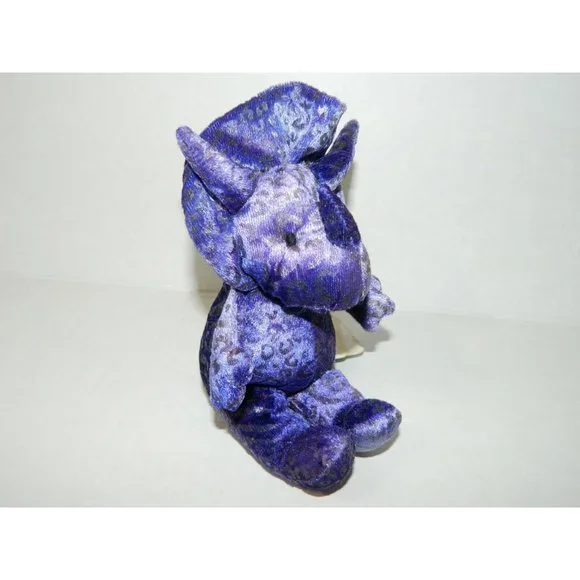 Russ Mystic Zonies Purple Triceratops TYRA 7" Plush Beanbag Dinosaur w Tags VTG - Picture 5 of 6